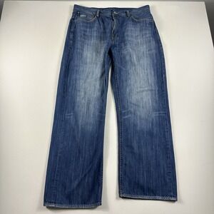 Y2K Ecko Unlimited Baggy Fit Blue Denim Jeans Faded Light Wash‎ Mens 36x30